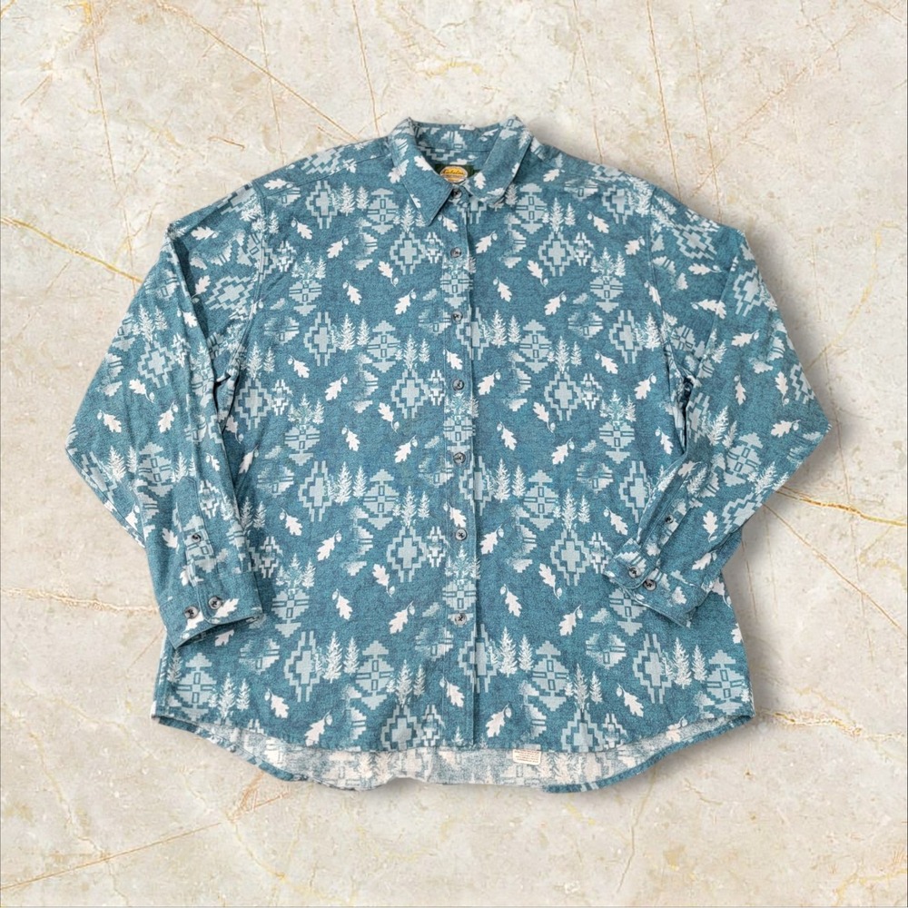 Cabelas Women's Aztec Southwestern Button Down Shirt Heavy Weight LS Flannel 2XL